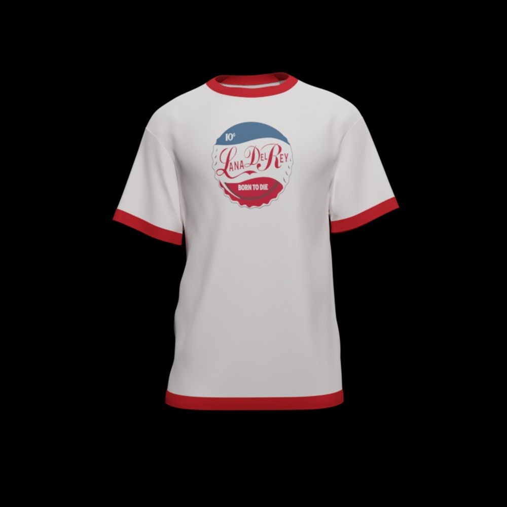 Lana Del Rey Born To Die Bottle Cap Ringer Tee (White/Red)